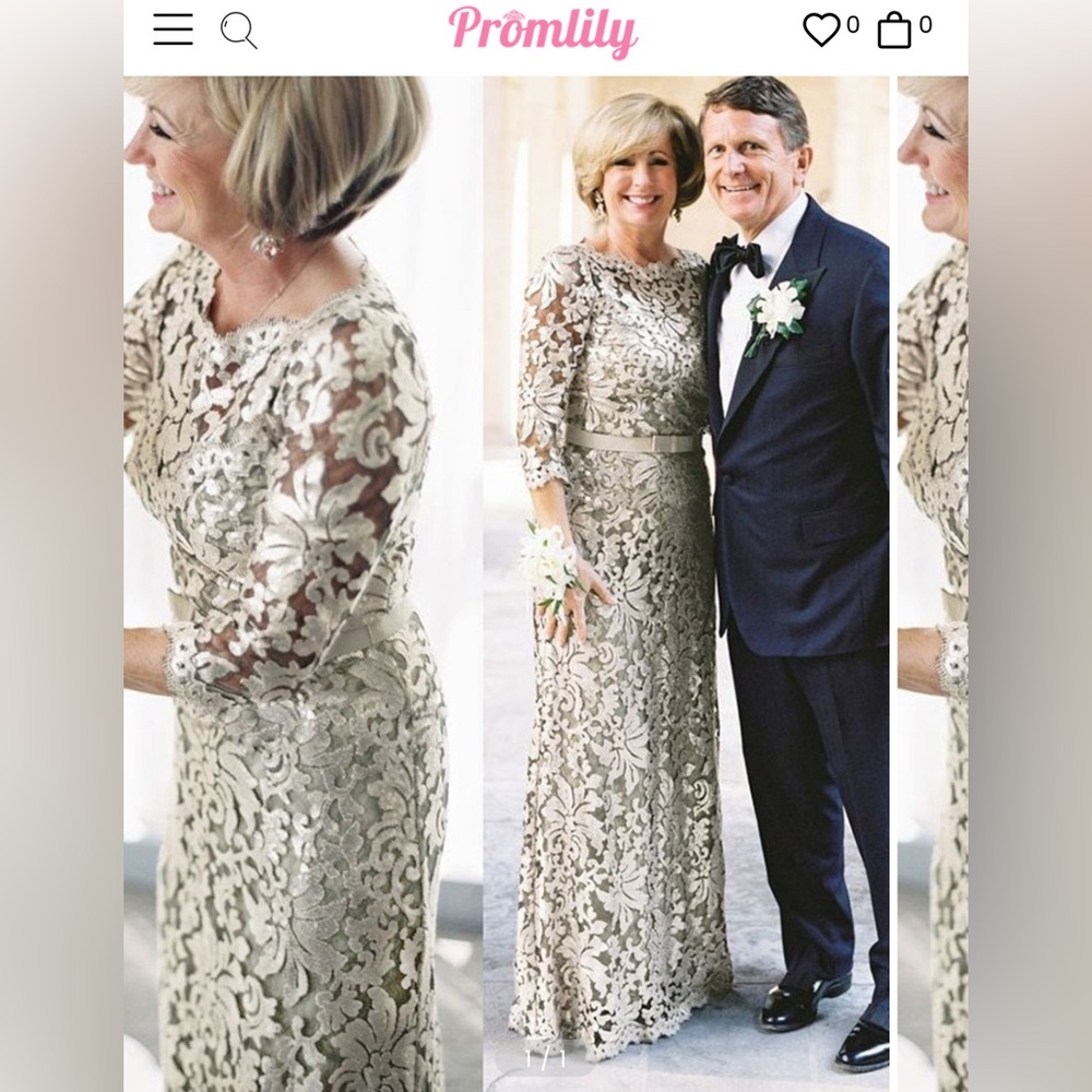 Sheath/Column Lace Sash/Ribbon Belt - Scoop 3/4 Sleeves Floor Length Gown